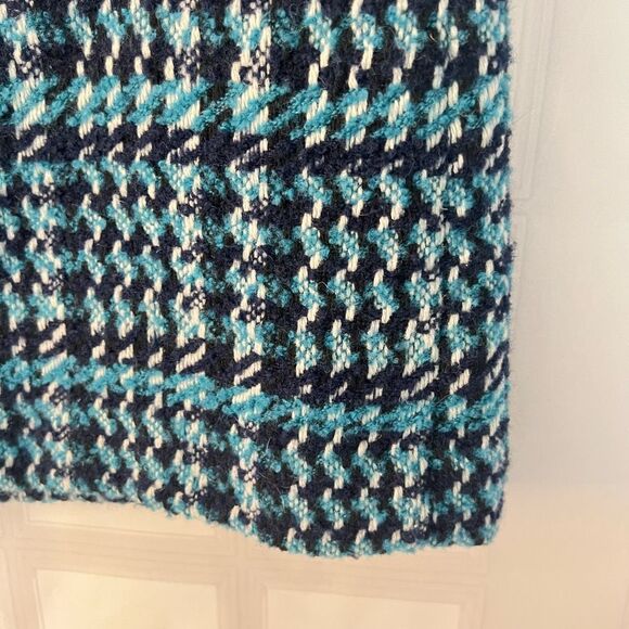 Loft blue teal tweed zipper pockets mini skirt size 12 - Picture 3 of 8